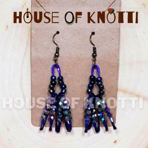 Purple Beaded Safety Pin Earrings
